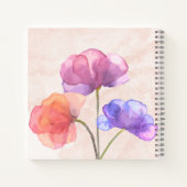 ピンクの水彩スパイラルノートブック 8.5" x 8.5" ノートブック (裏面)