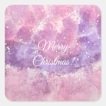 ピンクの水彩スパークルメリークリスマススクエア