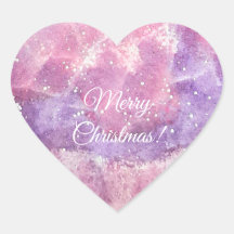 ピンクの水彩スパークルメリークリスマスハート