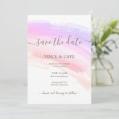 ピンクの水彩スプラッシュ ウェディング 招待状 (スタンド正面)