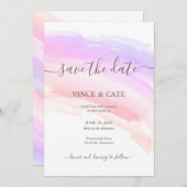 ピンクの水彩スプラッシュ ウェディング 招待状 (正面/裏面)