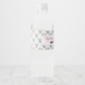 ピンクの水彩ゾウのベビーシャワー ペットボトルラベル (正面)