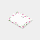 ピンクの水彩チューリップパタパーソナライズされたーン ポストイット (アングル)