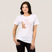 ピンクの水彩テディベアの女の子の1歳の誕生日 トライブレンドＴシャツ (正面全面)