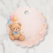 ピンクの水彩テディベアの女の子　1歳の誕生日 フェイバータグ (裏面)