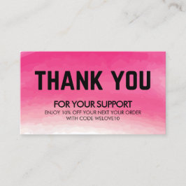 ピンクの水彩ディスカウントビジネスをありがとうございます 名刺