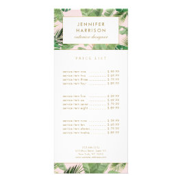 ピンクの水彩トロピカルリーフパターン ラックカード