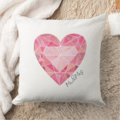 ピンクの水彩ハートジェム グラム ダイヤモンド MR&MRS おしゃれ クッション (ブランケット)