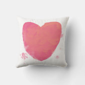 ピンクの水彩ハート クッション (裏面)