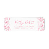 ピンクの水彩ハート ロマンティックバレンタインデー ラベル (正面)