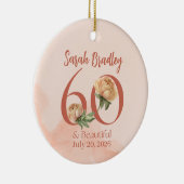 ピンクの水彩バラの60歳の誕生日オーナメント セラミックオーナメント (右)
