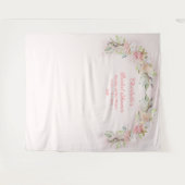 ピンクの水彩バラブライダルシャワー写真の背景 タペストリー (正面(横))