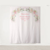 ピンクの水彩バラブライダルシャワー写真の背景 タペストリー (正面)