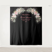 ピンクの水彩バラブライダルシャワー写真の背景 タペストリー (正面)