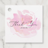 ピンクの水彩バラ書道ありがとう フェイバータグ (正面)