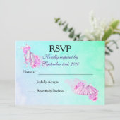 ピンクの水彩バレエシューズとチュチュへの返信 招待状 (スタンド正面)