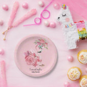 ピンクの水彩バレリーナ フラミンゴ ベビーシャワー ペーパープレート (パーティー)