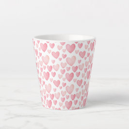 ピンクの水彩バレンタイン ハート カフェラテマグ