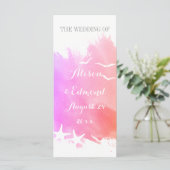 ピンクの水彩ヒトデビーチ結婚式プログラム プログラム (スタンド正面)