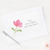 ピンクの水彩フラワー3ラベル 長方形シール (封筒)