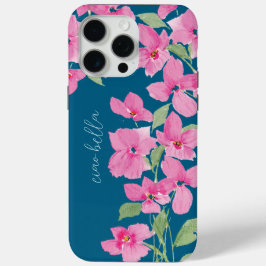 ピンクの水彩フラワー iPhone 15 PRO MAXケース