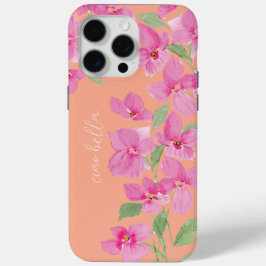 ピンクの水彩フラワー iPhone 15 PRO MAXケース