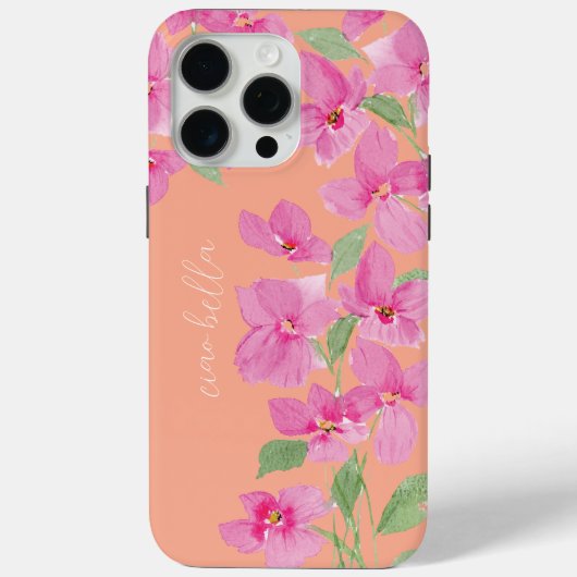 ピンクの水彩フラワー Case-Mate iPhoneケース (裏面)