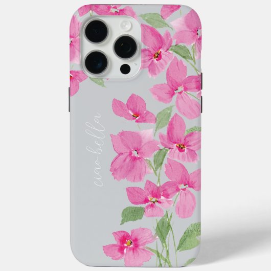 ピンクの水彩フラワー Case-Mate iPhoneケース (裏面)