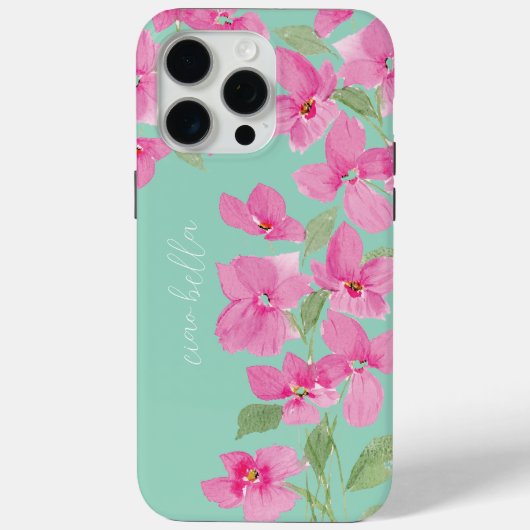 ピンクの水彩フラワー Case-Mate iPhoneケース (裏面)