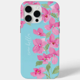 ピンクの水彩フラワー iPhone 15 PRO MAXケース