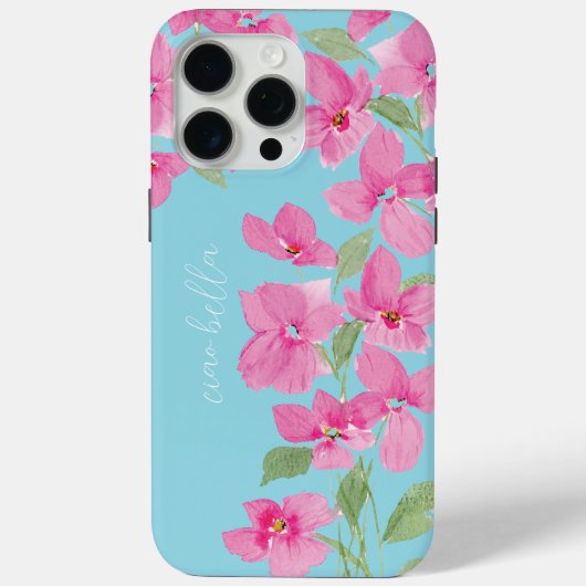 ピンクの水彩フラワー Case-Mate iPhoneケース (裏面)