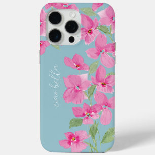 ピンクの水彩フラワー iPhone 15 PRO MAXケース