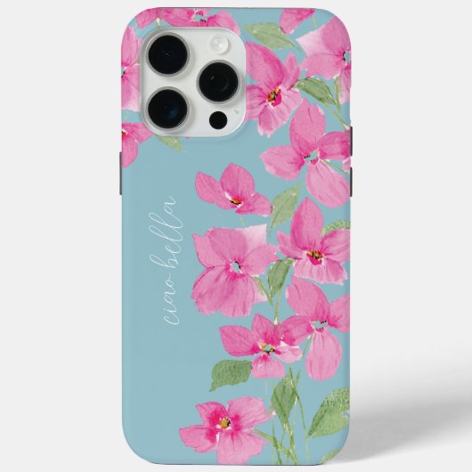 ピンクの水彩フラワー Case-Mate iPhoneケース (裏面)