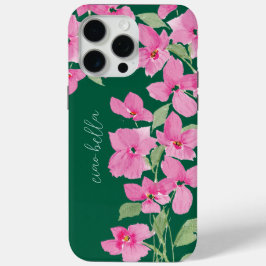 ピンクの水彩フラワー iPhone 15 PRO MAXケース