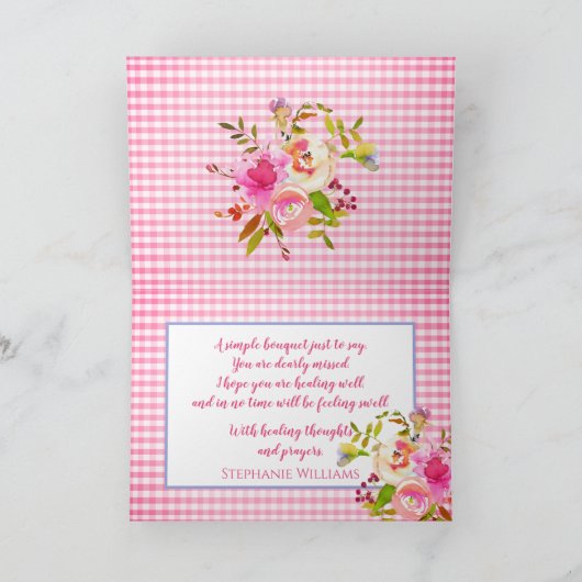 ピンクの水彩フローラがすぐにメッセージを受け取る カード (内部)