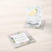 ピンクの水彩フローラが明日から永遠に始まる スクエアペーパーコースター (インサイチュ)