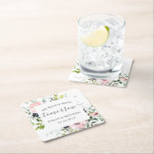 ピンクの水彩フローラが明日から永遠に始まる スクエアペーパーコースター (インサイチュ)