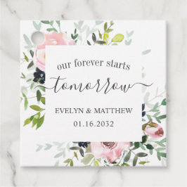 ピンクの水彩フローラが明日から永遠に始まる フェイバータグ