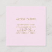 ピンクの水彩フローラとベビーブルー(金ゴールド付き) スクエア名刺 (裏面)