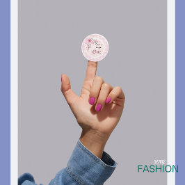 ピンクの水彩フローラと可愛い誕生日パーティー ラウンドシール