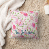 ピンクの水彩フローラガーデンパターン クッション (ブランケット)