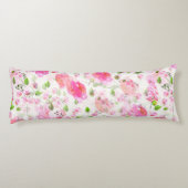 ピンクの水彩フローラガーデンパターン ボディピロー (裏面)