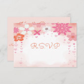 ピンクの水彩フローラベビーシャワーRSVPカード 出欠カード (正面/裏面)