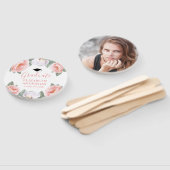 ピンクの水彩フローラ写真教室の卒業 ハンドファン (組立なし)