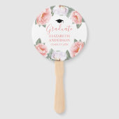 ピンクの水彩フローラ写真教室の卒業 ハンドファン (正面)