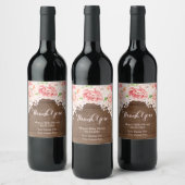 ピンクの水彩フローラ木製ベビーシャワーラベル ワインラベル (ボトル)