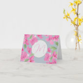 ピンクの水彩フローラ カード (黄色い花)