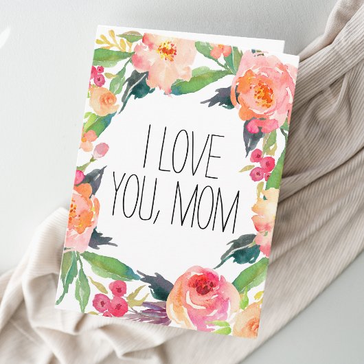 ピンクの水彩フローラ カード