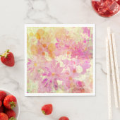 ピンクの水彩フローラ スタンダードランチョンナプキン (インサイチュ)