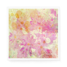 ピンクの水彩フローラ